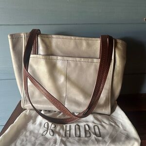 HOBO Chance Mini Leather Tote in Driftwood (grey)